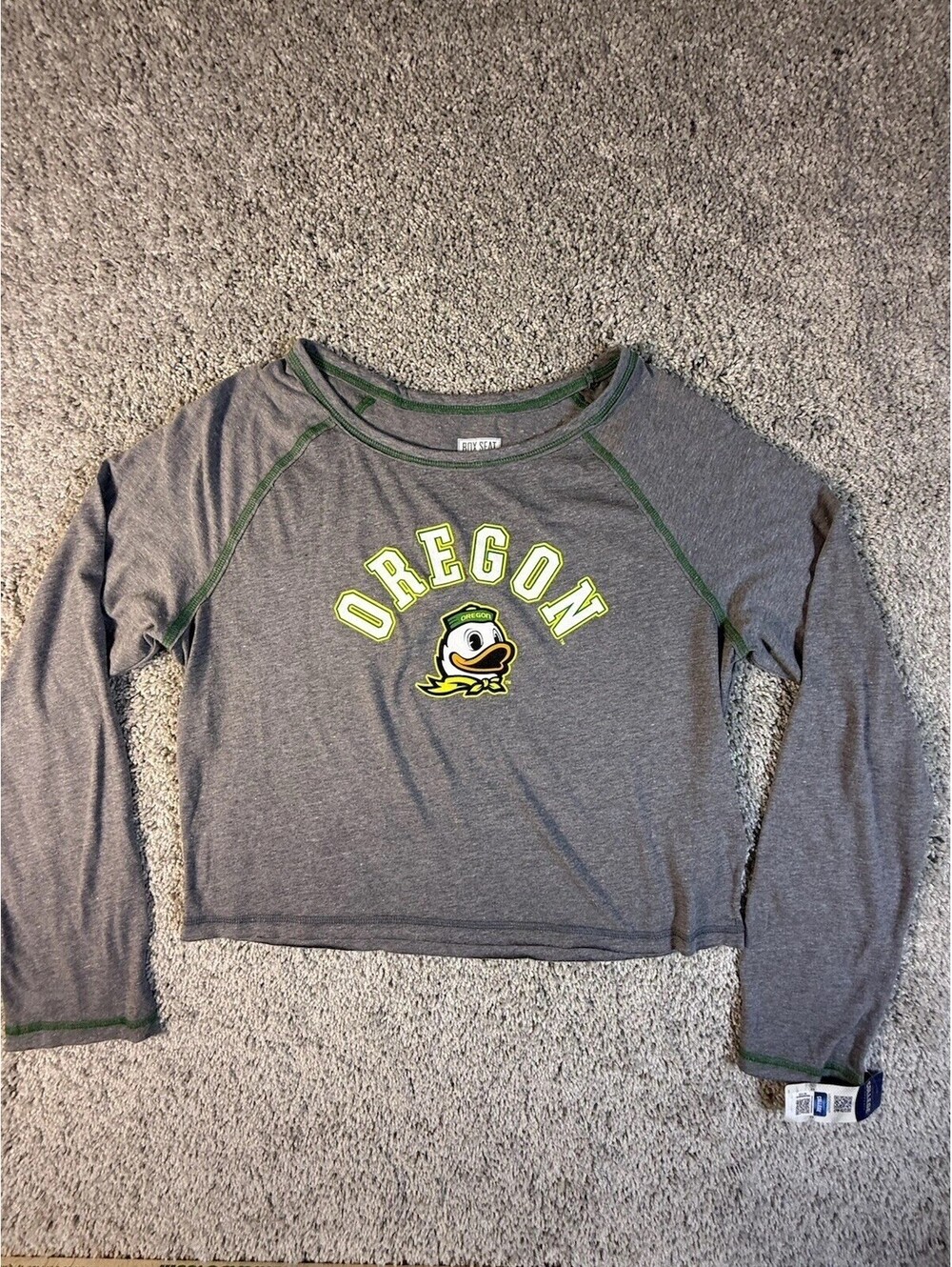 NWT Women's Oregon Ducks T Shirt Cropped Long Sleeve Size 2XL